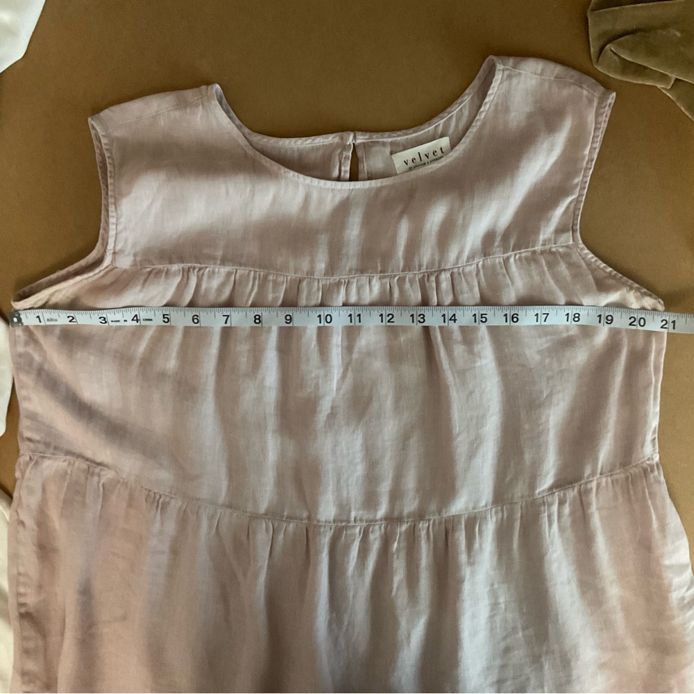 Velvet Graham & Spencer Linen Tiered Sleeveless Top Light Pink Medium - Picture 6 of 8